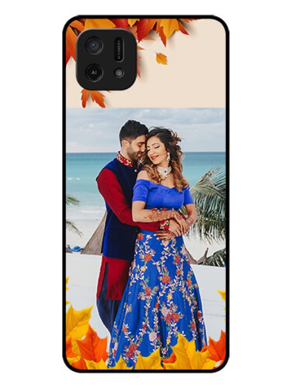 Custom Oppo A16e Photo Printing on Glass Case - Autumn Maple Leaves Design