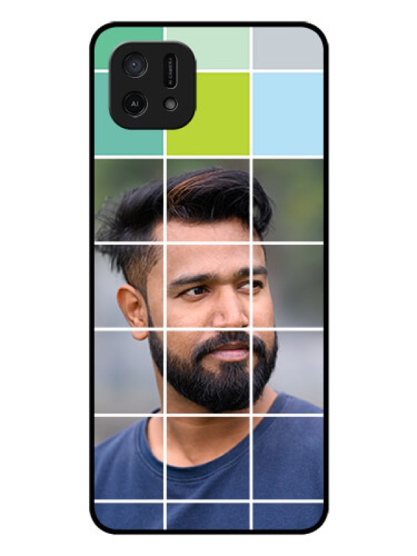 Custom Oppo A16e Photo Printing on Glass Case - with white box pattern