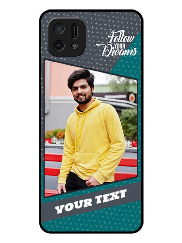 Custom Oppo A16e Personalized Glass Phone Case - Background Pattern Design with Quote