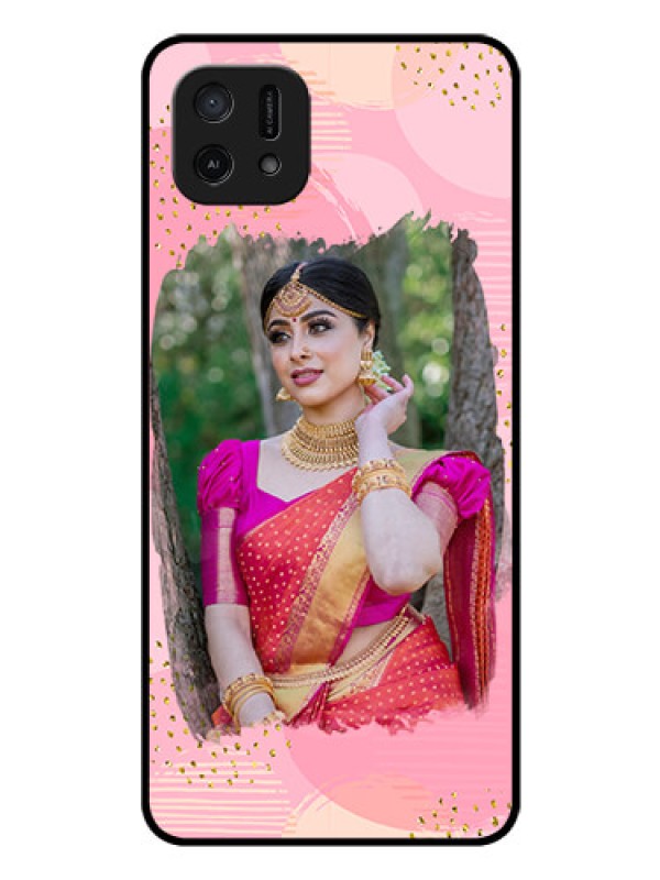 Custom Oppo A16e Personalized Glass Phone Case - Gold Glitter Splash Design