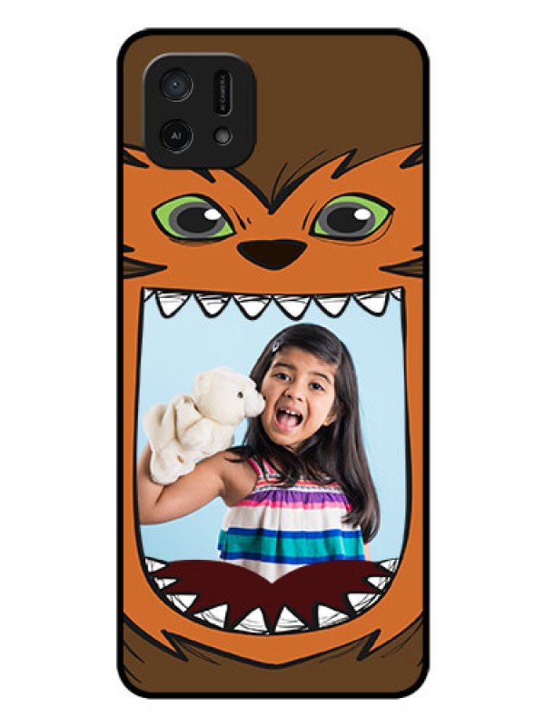 Custom Oppo A16e Photo Printing on Glass Case - Owl Monster Back Case Design