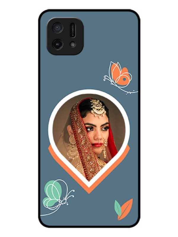 Custom Oppo A16e Custom Glass Mobile Case - Droplet Butterflies Design