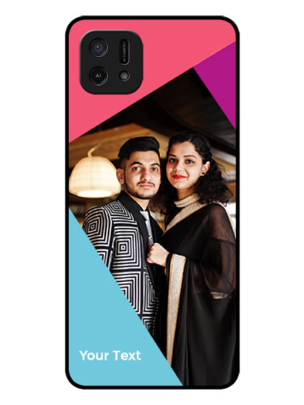 Custom Oppo A16e Custom Glass Mobile Case - Stacked Triple colour Design
