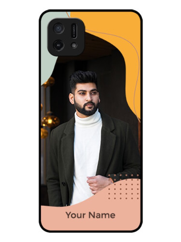 Custom Oppo A16e Personalized Glass Phone Case - Tri-coloured overlay design