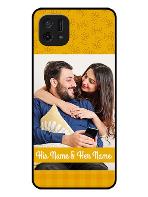 Custom Oppo A16k Custom Glass Mobile Case - Yellow Floral Design
