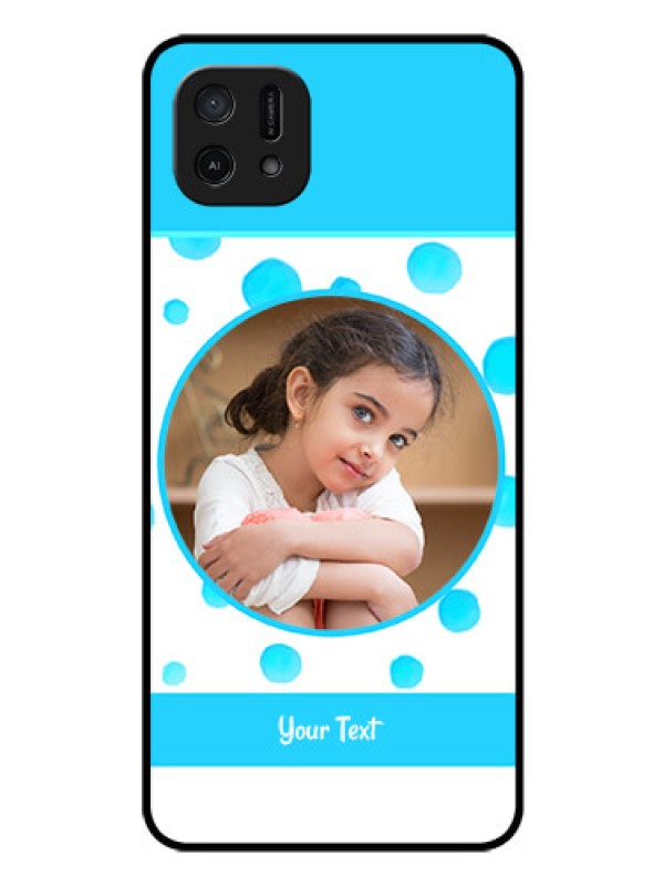 Custom Oppo A16k Photo Printing on Glass Case - Blue Bubbles Pattern Design