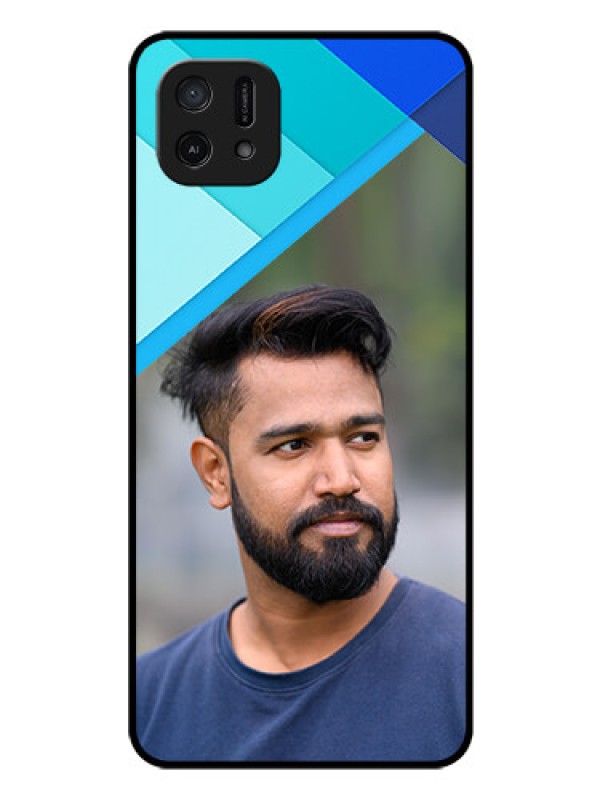 Custom Oppo A16k Custom Glass Phone Case - Blue Pattern Design