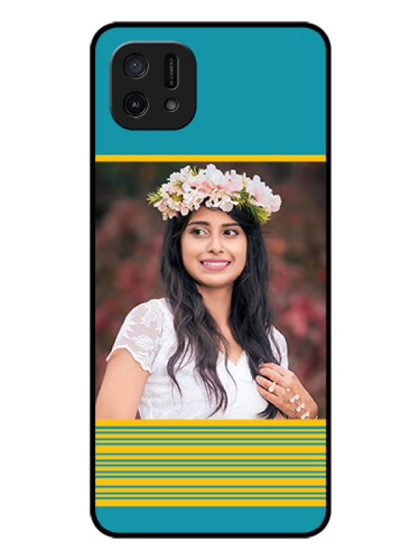Custom Oppo A16k Custom Glass Phone Case - Yellow & Blue Design