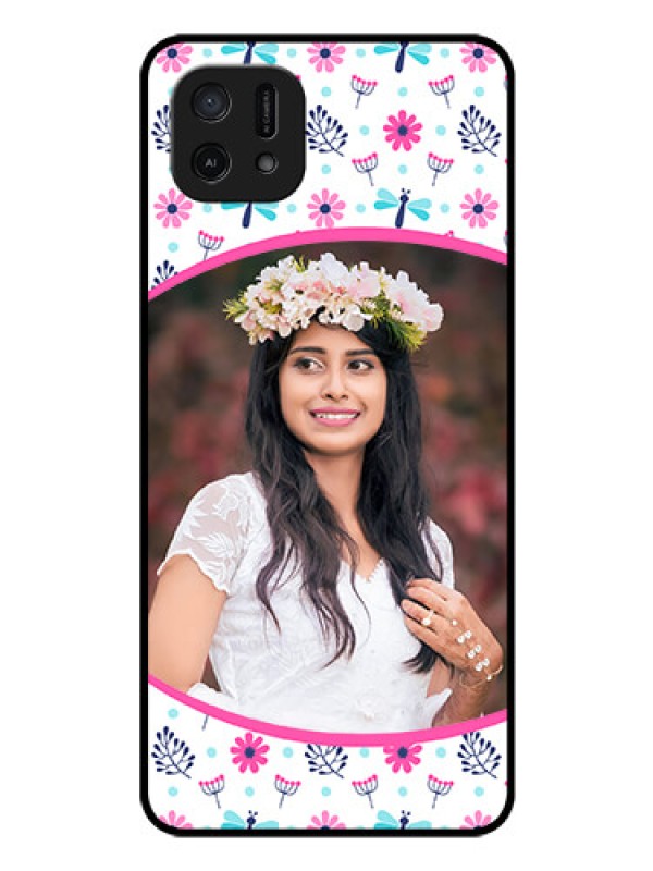 Custom Oppo A16k Photo Printing on Glass Case - Colorful Flower Design