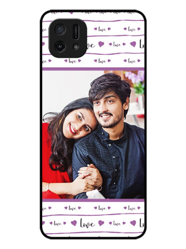 Custom Oppo A16k Custom Glass Mobile Case - Couples Heart Design
