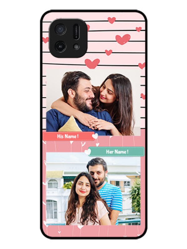 Custom Oppo A16k Custom Glass Mobile Case - Photo with Heart Design