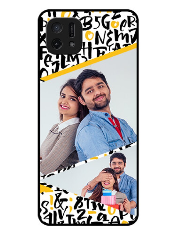 Custom Oppo A16k Custom Glass Mobile Case - Letters Pattern Design