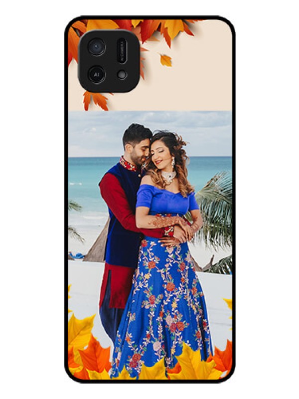 Custom Oppo A16k Photo Printing on Glass Case - Autumn Maple Leaves Design