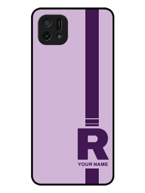 Custom Oppo A16k Photo Printing on Glass Case - Simple dual tone stripe with name Design