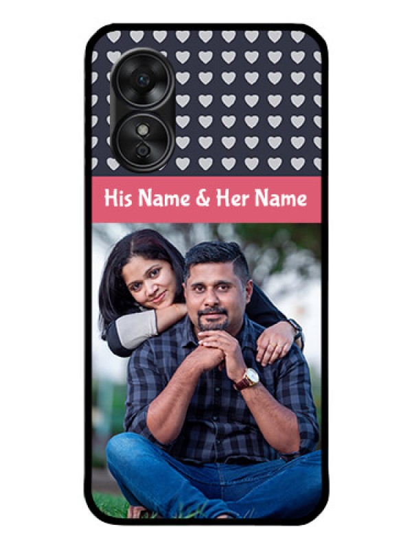 Custom Oppo A17 Custom Glass Mobile Case - Love Symbols Design