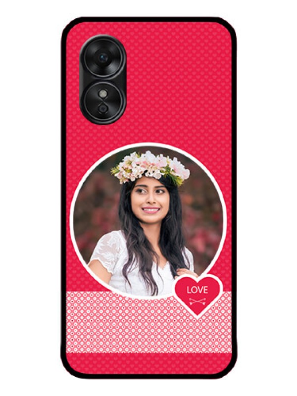 Custom Oppo A17 Personalised Glass Phone Case - Pink Pattern Design
