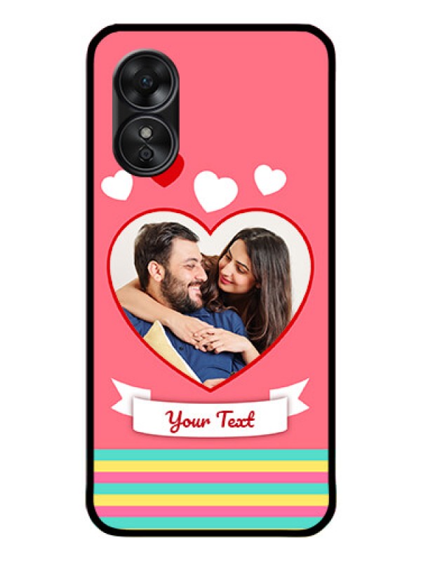 Custom Oppo A17 Photo Printing on Glass Case - Love Doodle Design