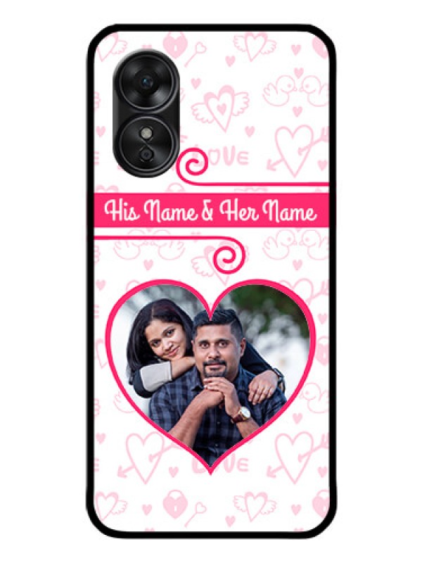 Custom Oppo A17 Personalized Glass Phone Case - Heart Shape Love Design