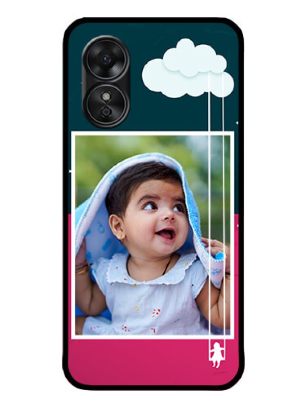 Custom Oppo A17 Custom Glass Phone Case - Cute Girl with Cloud Design