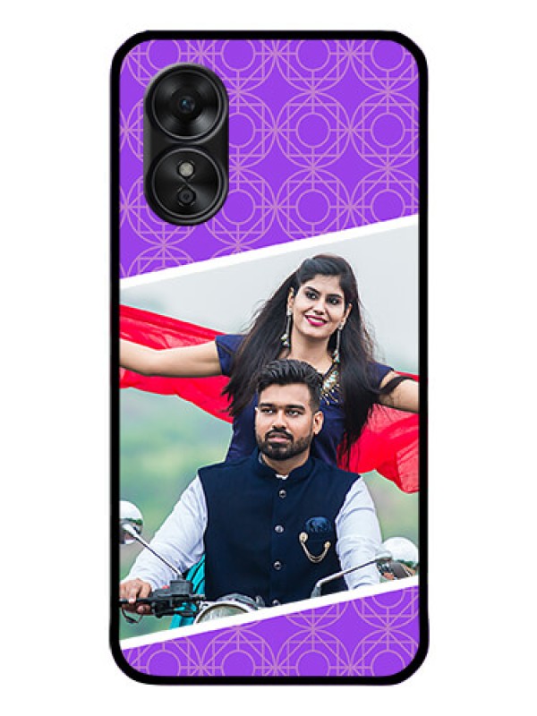 Custom Oppo A17 Custom Glass Phone Case - Violet Pattern Design