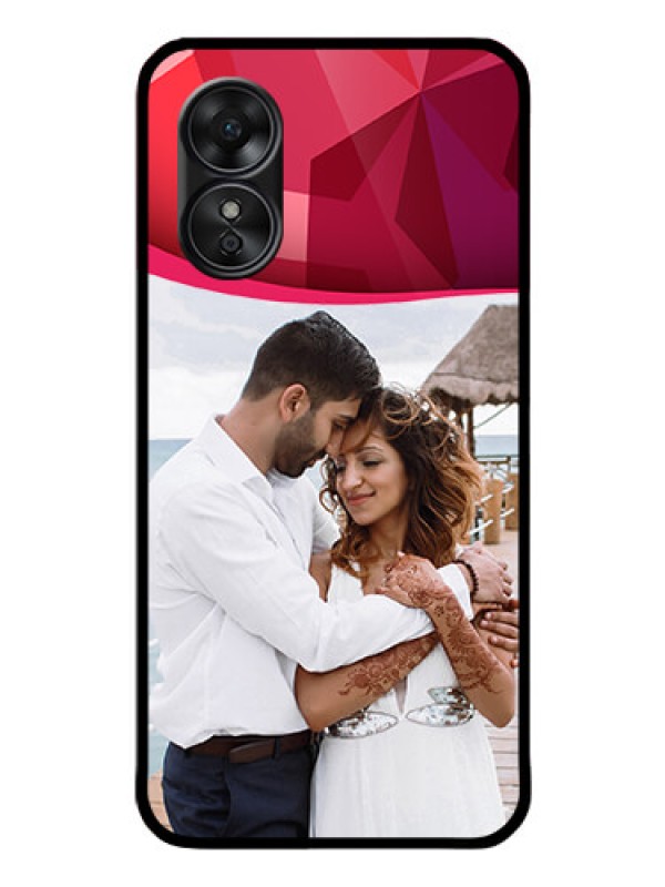 Custom Oppo A17 Custom Glass Mobile Case - Red Abstract Design