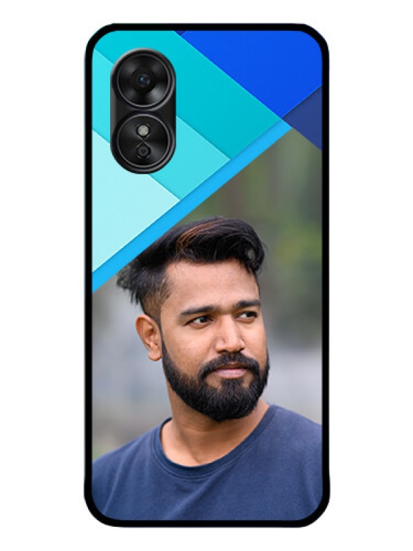 Custom Oppo A17 Custom Glass Phone Case - Blue Pattern Design