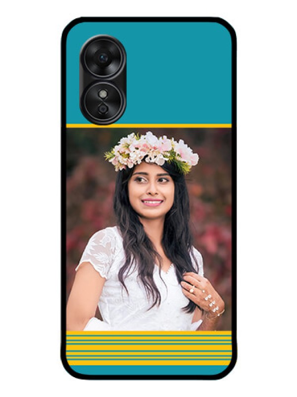 Custom Oppo A17 Custom Glass Phone Case - Yellow & Blue Design