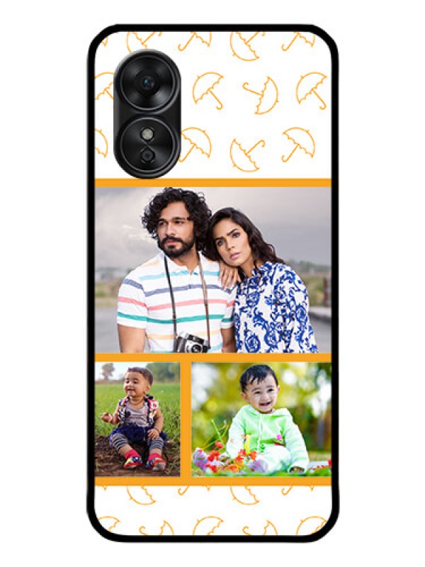 Custom Oppo A17 Custom Glass Mobile Case - Yellow Pattern Design