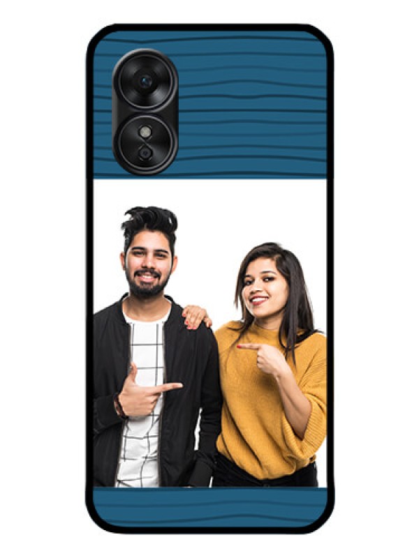 Custom Oppo A17 Custom Glass Phone Case - Blue Pattern Cover Design