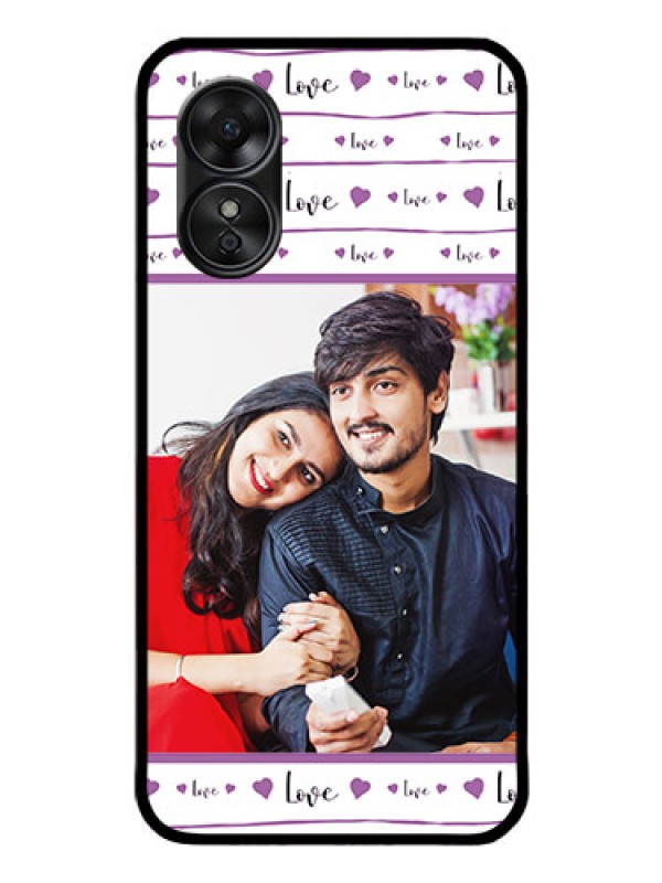 Custom Oppo A17 Custom Glass Mobile Case - Couples Heart Design
