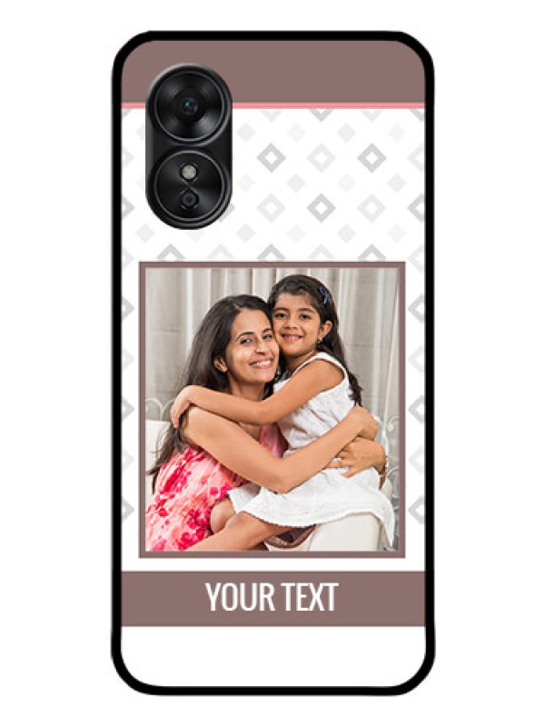 Custom Oppo A17 Photo Printing on Glass Case - Simple Diamond Design