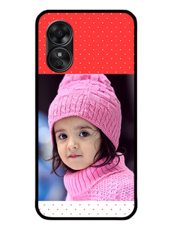 Custom Oppo A17 Photo Printing on Glass Case - Red Pattern Design