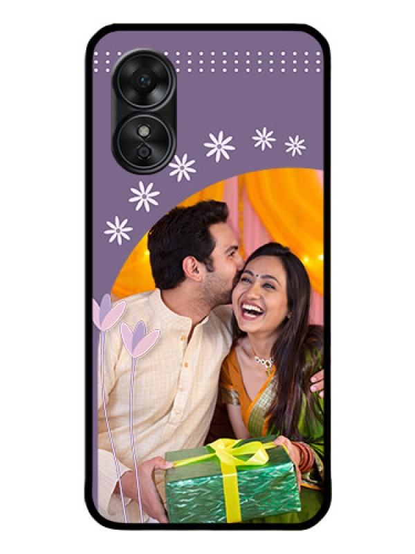 Custom Oppo A17 Custom Glass Mobile Case - Lavender flowers design