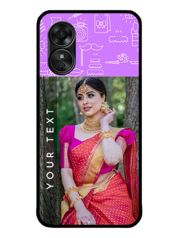 Custom Oppo A17 Custom Glass Mobile Case - Birthday Icons Design