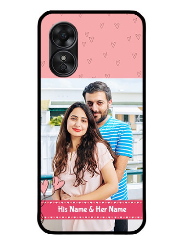 Custom Oppo A17 Personalized Glass Phone Case - Love Design Peach Color