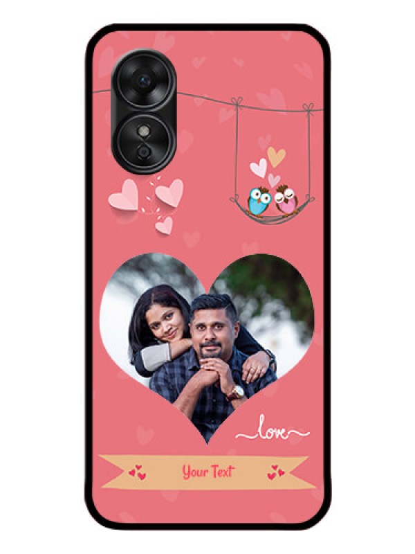 Custom Oppo A17 Personalized Glass Phone Case - Peach Color Love Design