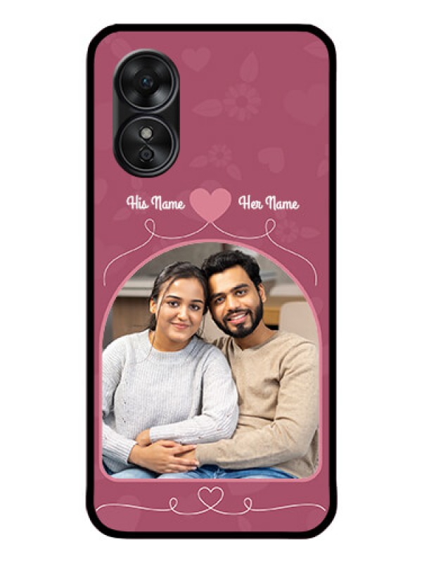 Custom Oppo A17 Photo Printing on Glass Case - Love Floral Design