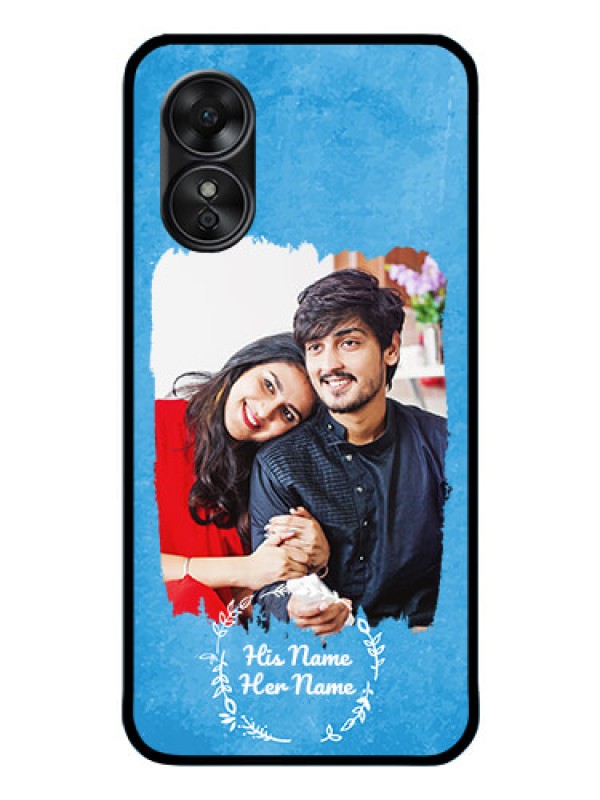 Custom Oppo A17 Custom Glass Phone Case - Blue Color Vintage Design