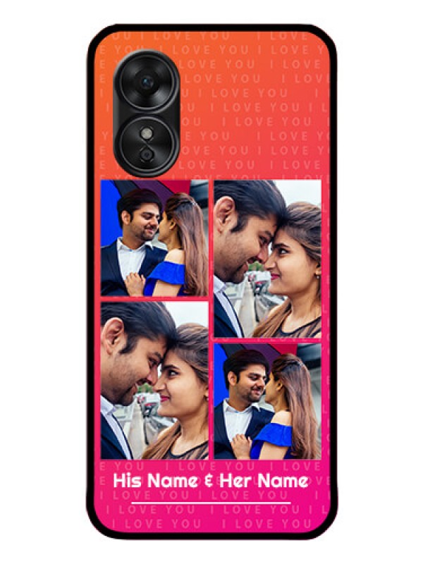 Custom Oppo A17 Custom Glass Phone Case - I Love You Pink Design