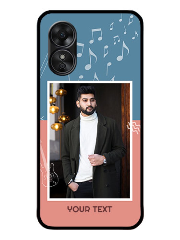 Custom Oppo A17 Photo Printing on Glass Case - with Color Musical Note Design