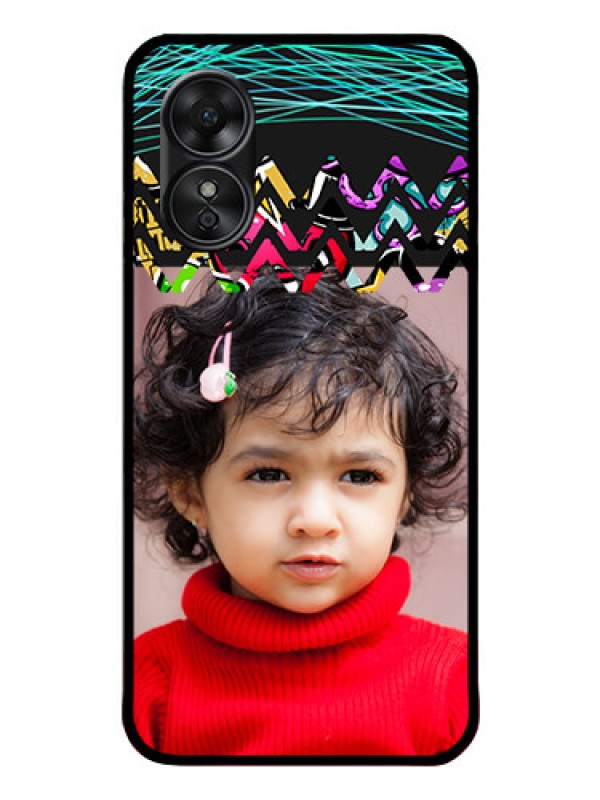 Custom Oppo A17 Personalized Glass Phone Case - Neon Abstract Design