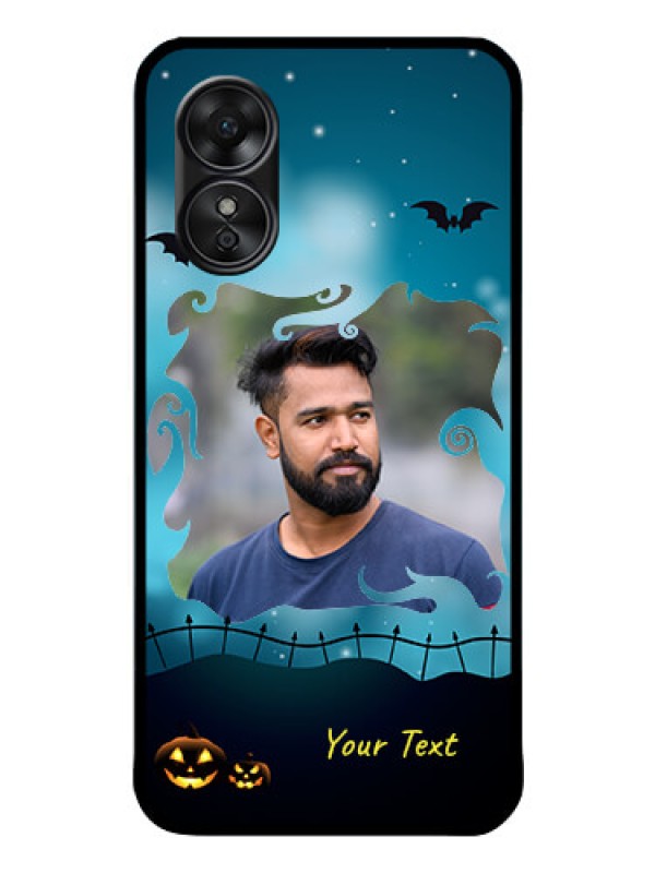 Custom Oppo A17 Custom Glass Phone Case - Halloween frame design