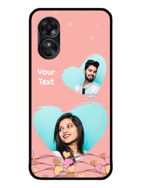 Custom Oppo A17 Custom Glass Mobile Case - Love Doodle Design