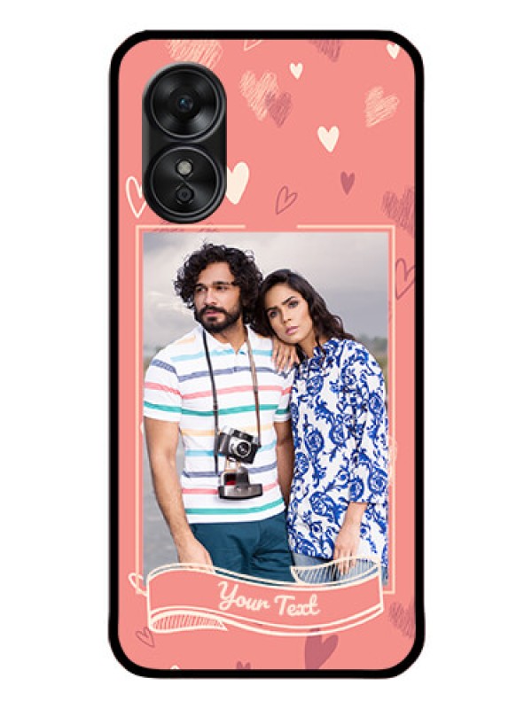 Custom Oppo A17 Custom Glass Phone Case - Love doodle art Design
