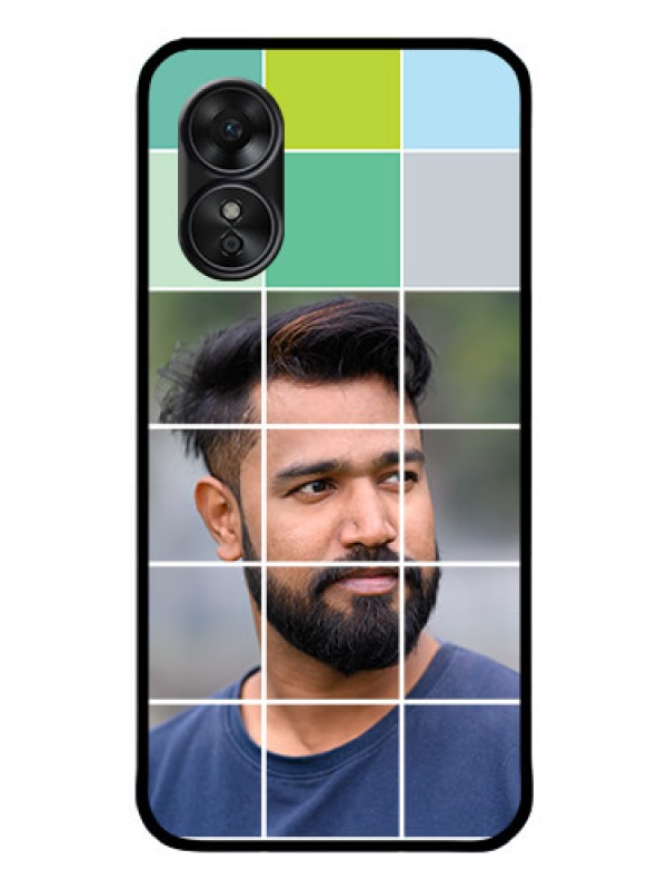 Custom Oppo A17 Photo Printing on Glass Case - with white box pattern