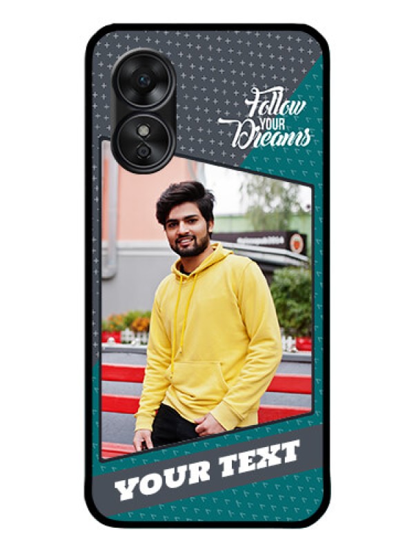 Custom Oppo A17 Personalized Glass Phone Case - Background Pattern Design with Quote
