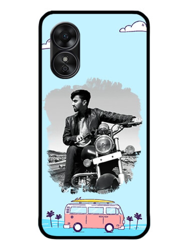 Custom Oppo A17 Photo Printing on Glass Case - Travel & Adventure Design