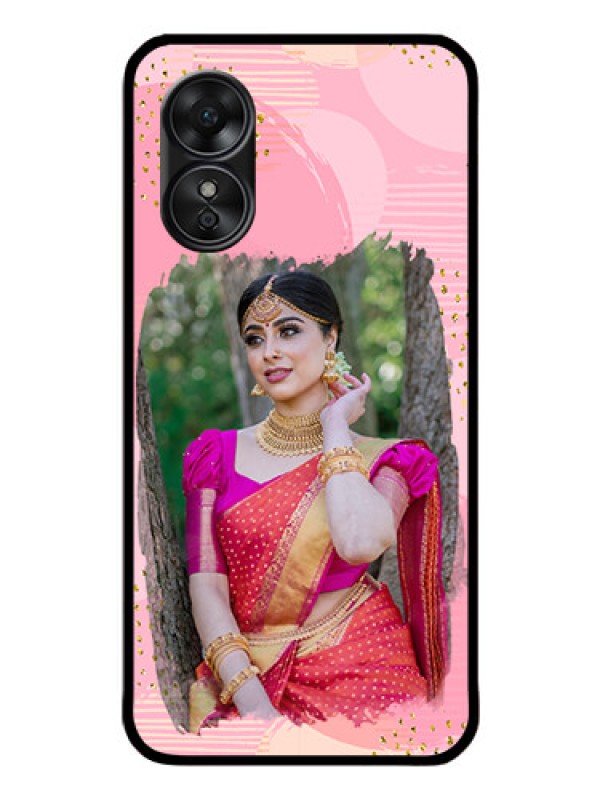 Custom Oppo A17 Personalized Glass Phone Case - Gold Glitter Splash Design