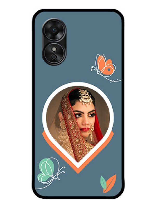 Custom Oppo A17 Custom Glass Mobile Case - Droplet Butterflies Design