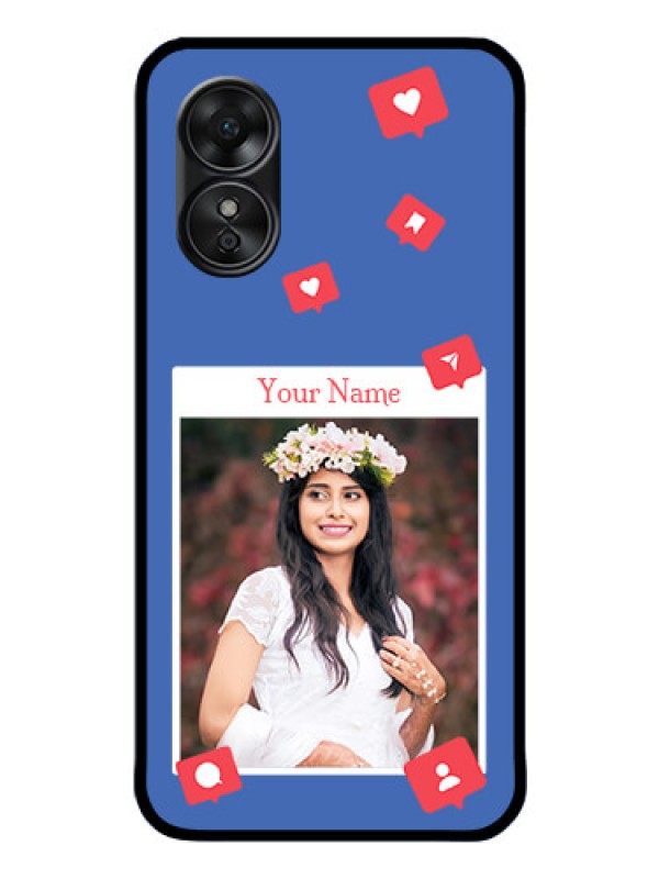 Custom Oppo A17 Custom Glass Phone Case - Like Share And Comment Design